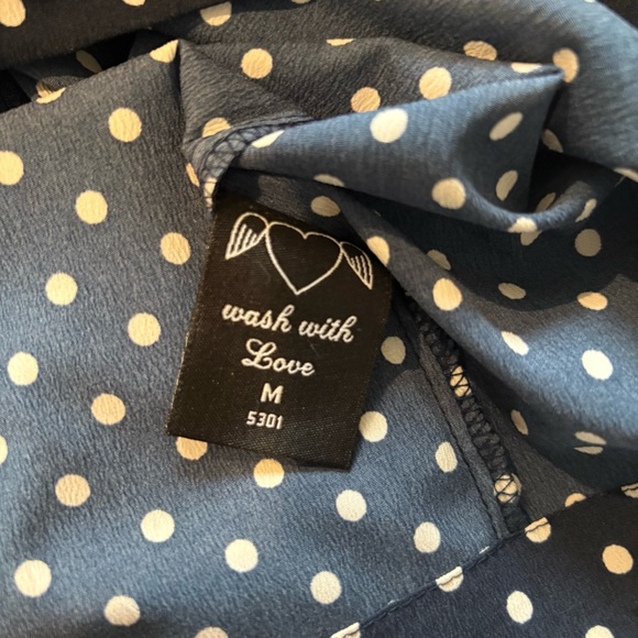 Hell Bunny Vixen Navy White Polka Dot Playsuit, Sz M - Picture 9 of 9